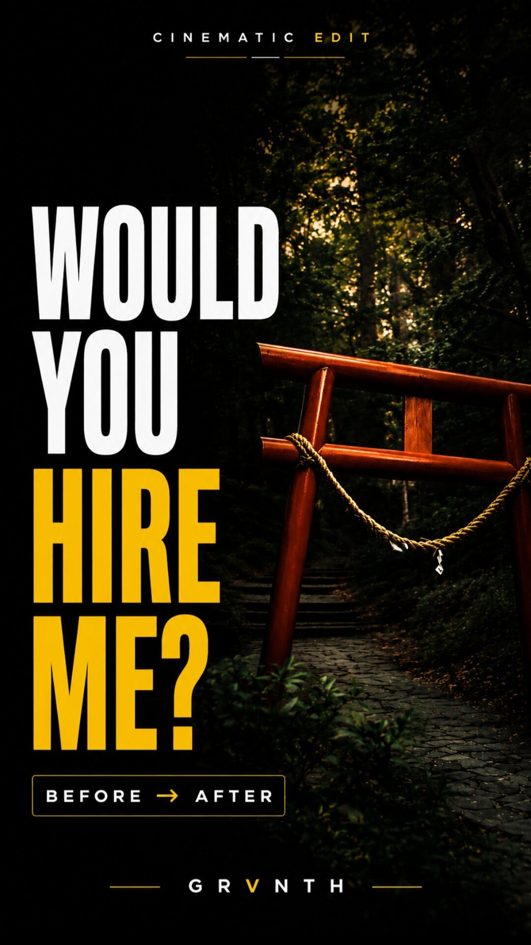 Would You Hire Me reel cover with cinematic forest scene